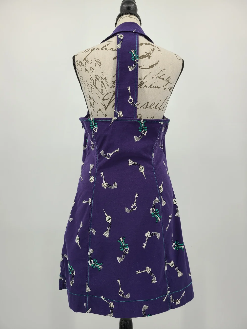 Anthropologie's Maeve Mini Halter Dress With Whimsical Key Print Size XL